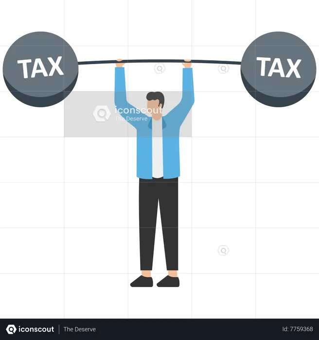 Businessman carrying tax burden  Illustration