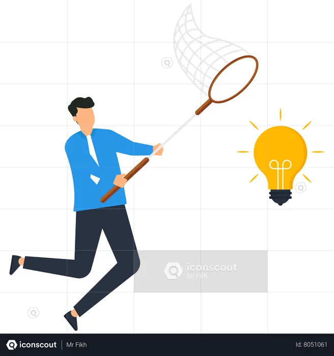 Businessman catching Creative business idea  Illustration