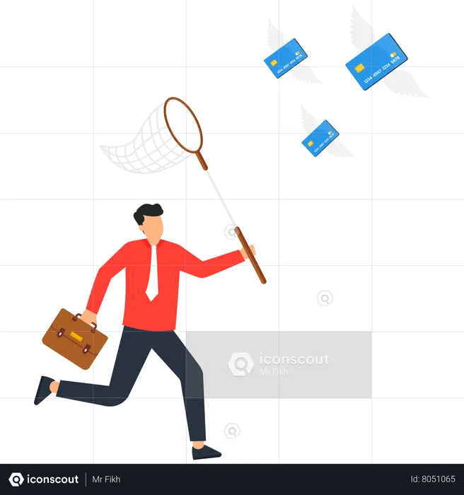 Businessman catching credit card  Illustration