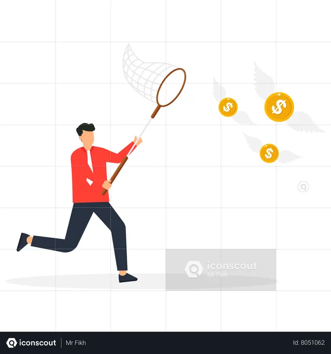 Businessman catching dollar coin  Illustration