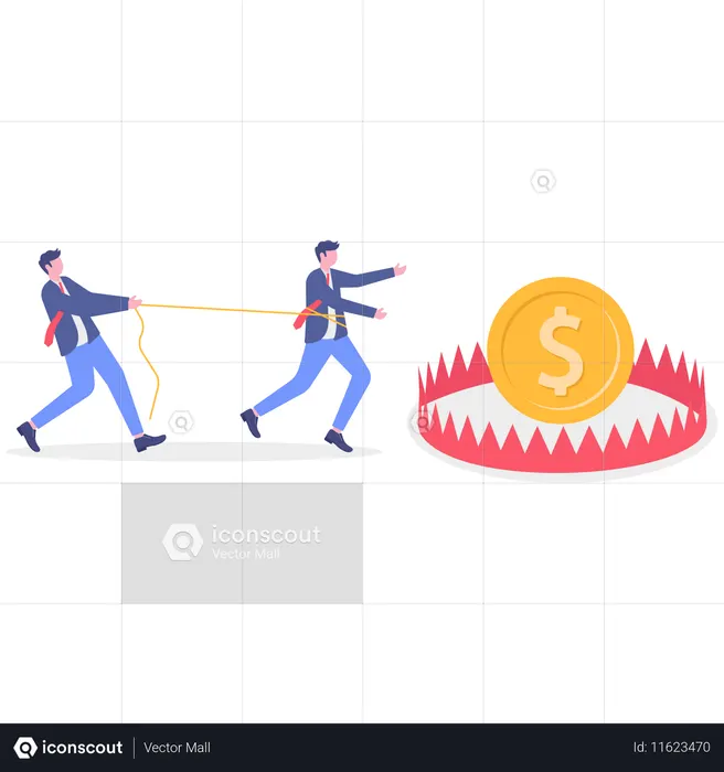 Businessman catching money for money trap  Illustration