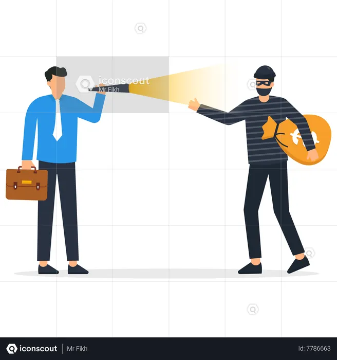 Businessman catching thief  Illustration