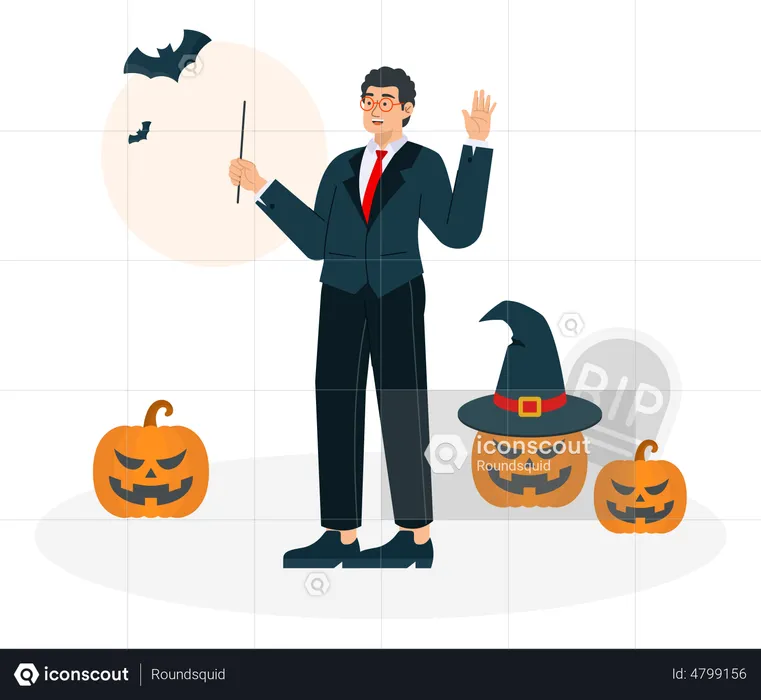 Businessman celebrate halloween festival  Illustration