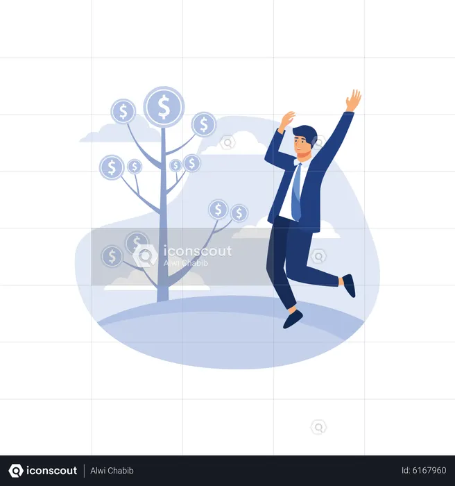 Businessman celebrating investment return  Illustration
