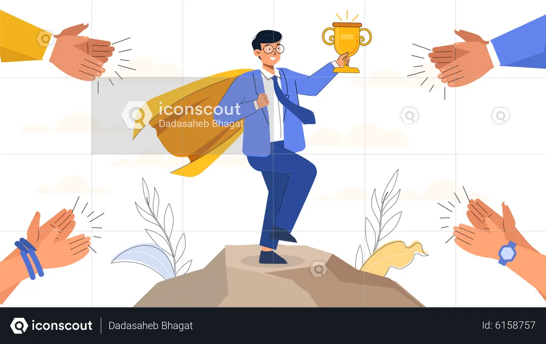 Businessman celebrating leadership success  Illustration