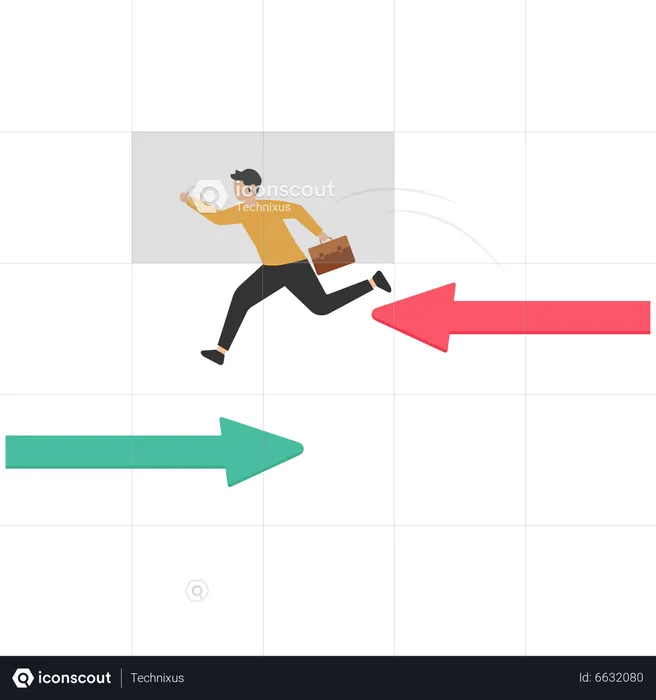 Businessman change from arrow sign to other direction  Illustration