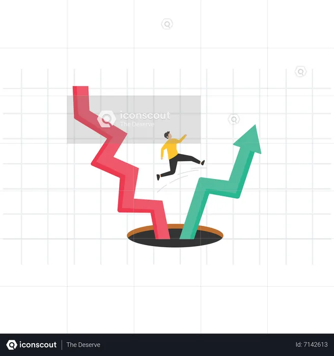 Businessman change to investment in stock market trend  Illustration