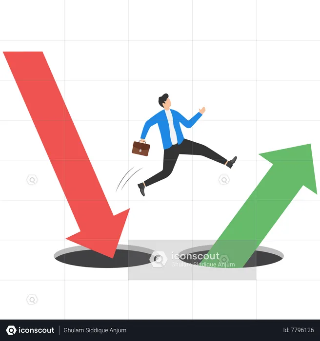Businessman change to investment in stock market trend  Illustration