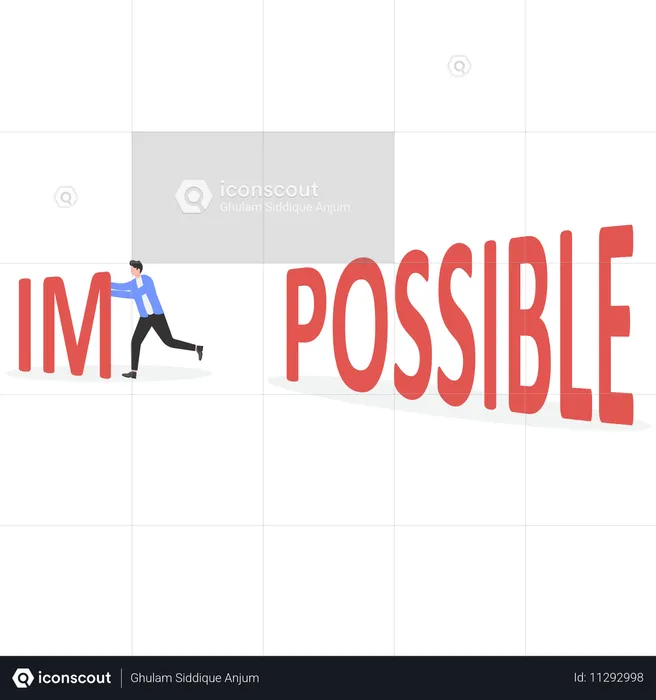 Businessman change word impossible to possible  Illustration