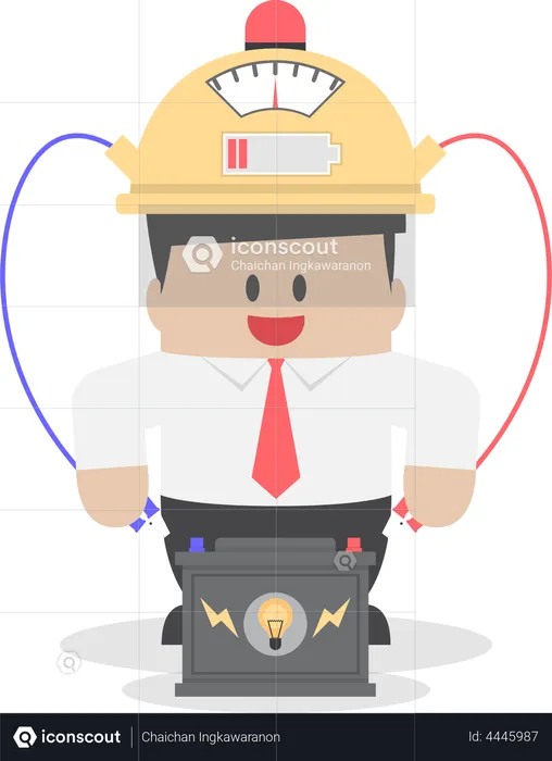 Businessman charging idea power  Illustration