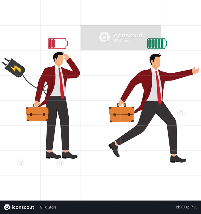 자기 자신을 충전하는 사업가  일러스트레이션