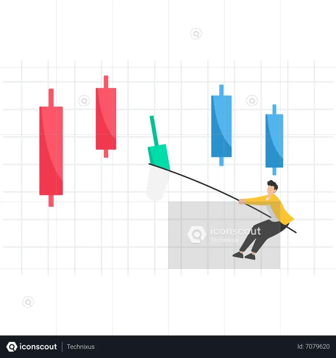 Businessman chasing after buying stock candlesticks  Illustration