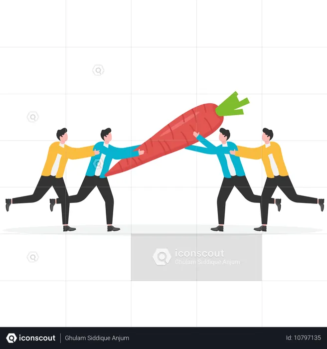 Businessman chasing carrot in hands  Illustration