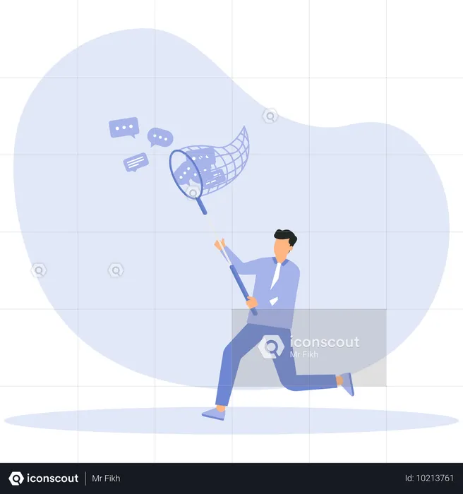 Businessman chasing communication skills  Illustration