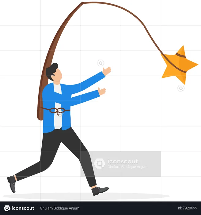 Businessman chasing star  Illustration