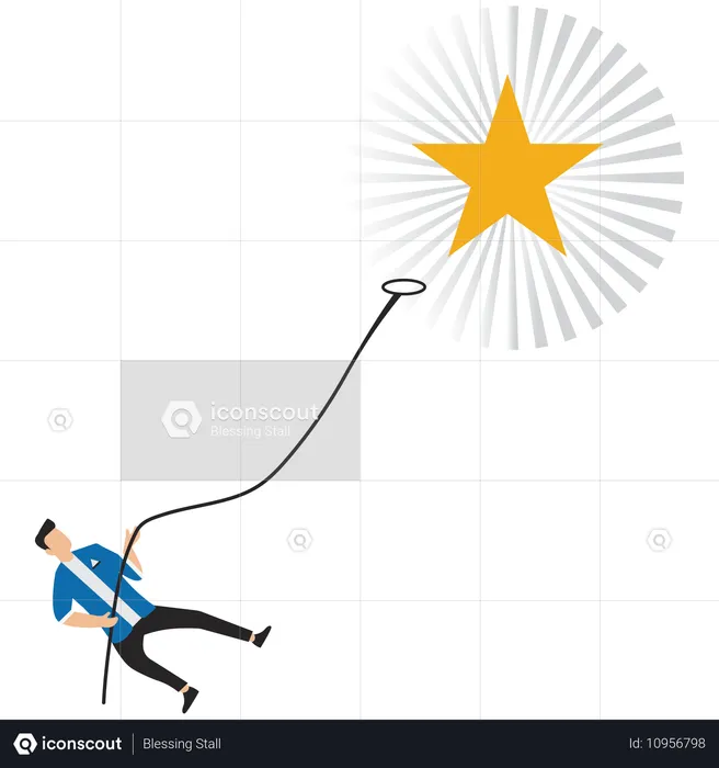 Businessman chasing star in sky  Illustration