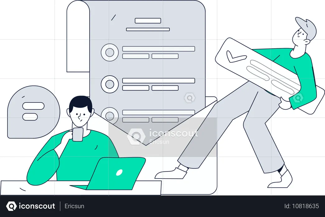 Businessman chats on digital platform  Illustration