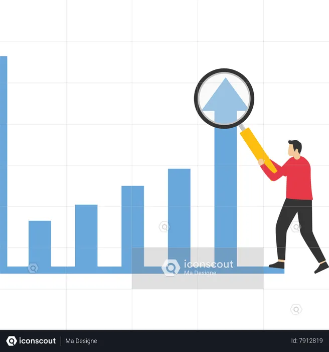 Businessman check out the most profitable charts  Illustration