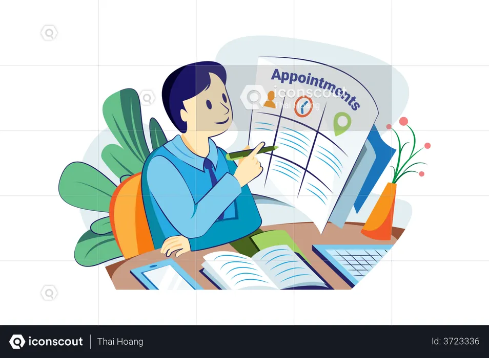 Businessman checking appointments  Illustration