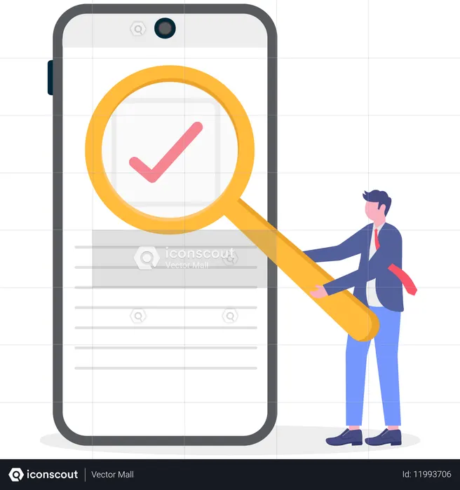 Businessman checking business document  Illustration