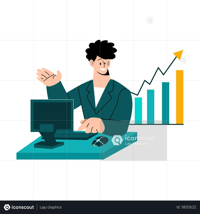 Businessman checking business growth  Illustration