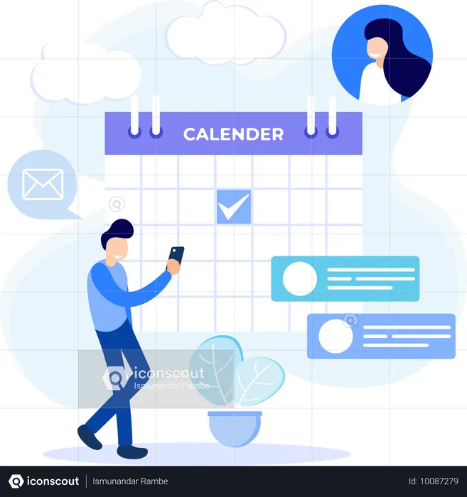 Businessman checking business schedule  Illustration