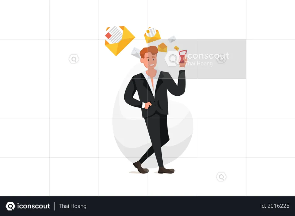 Businessman checking emails during free time Emails  Illustration