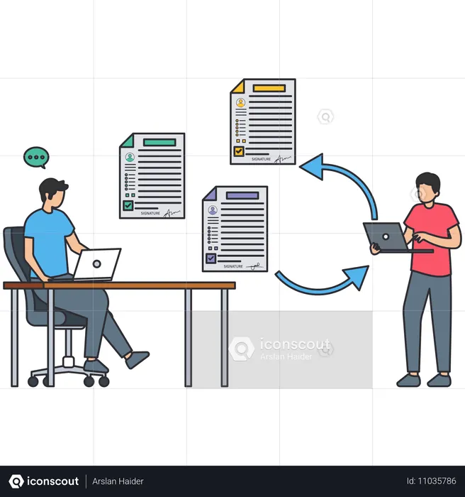 Businessman checking employee cv  Illustration