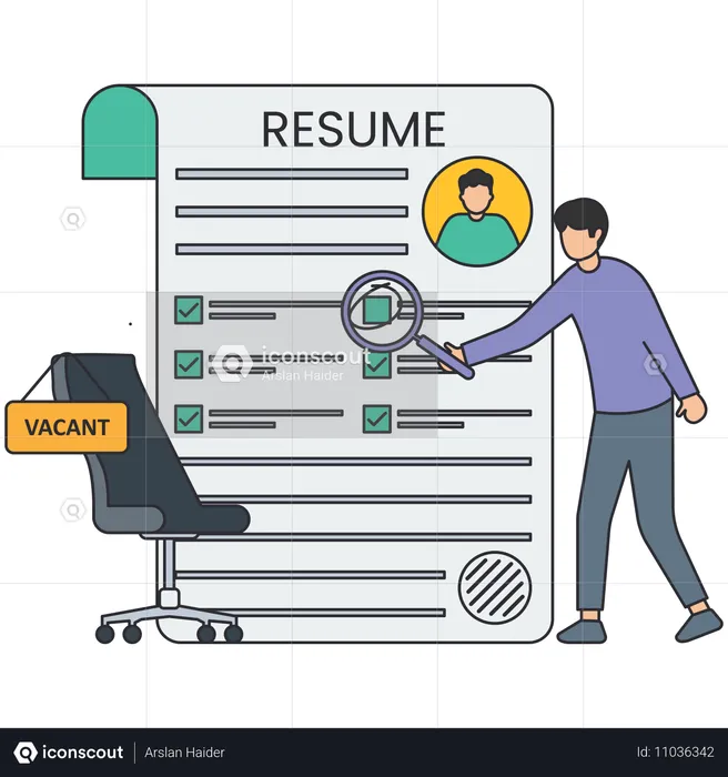 Businessman checking employee resume  Illustration