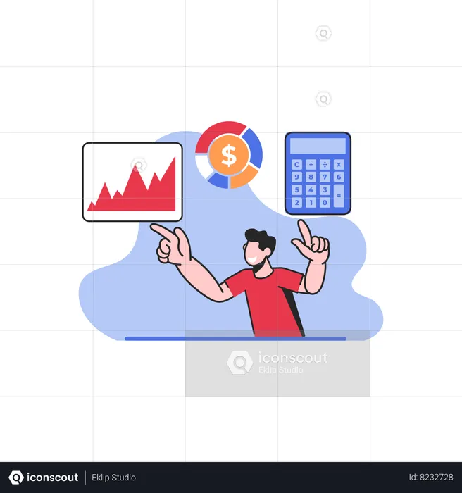 Businessman checking financial charts  Illustration