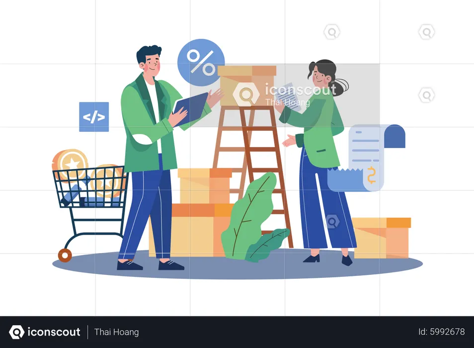 Businessman Checking Product Quality  Illustration