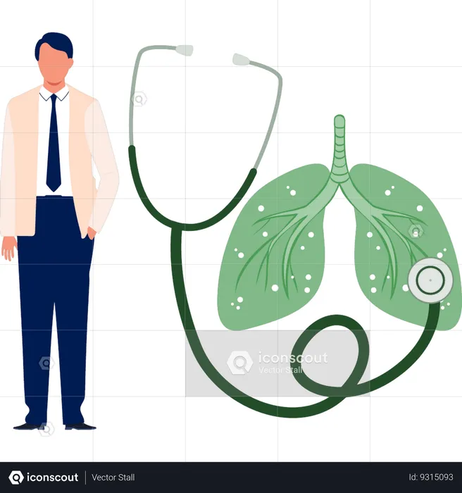 Businessman checking pulses rate by using stethoscope  Illustration