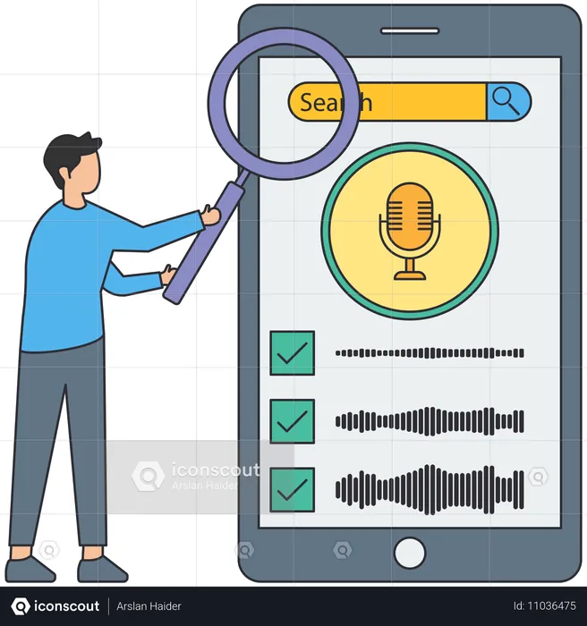 Businessman checking voice assistance  Illustration