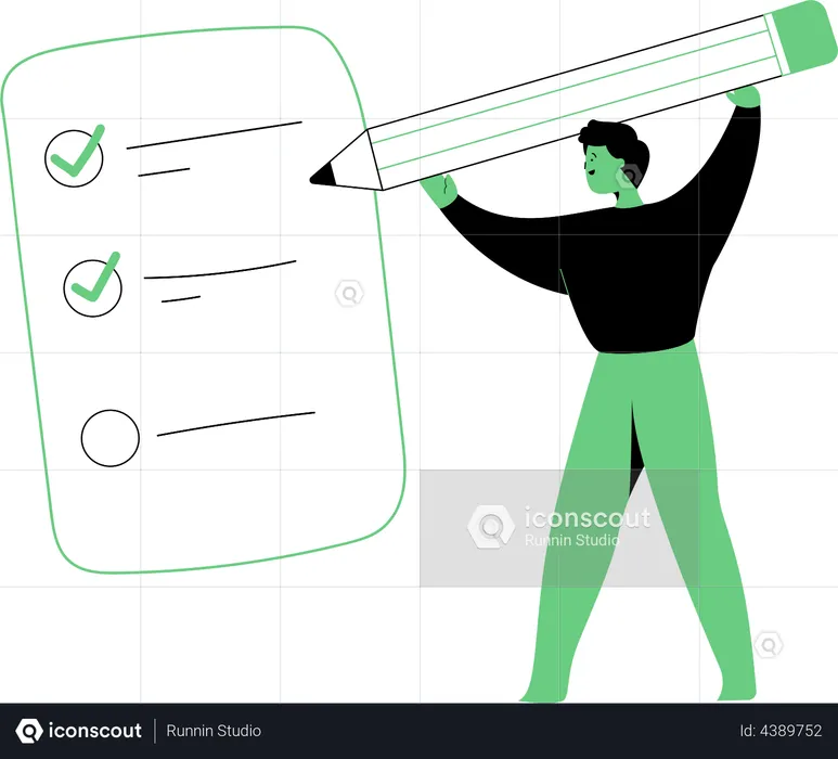 Businessman checkmark on checklist  Illustration