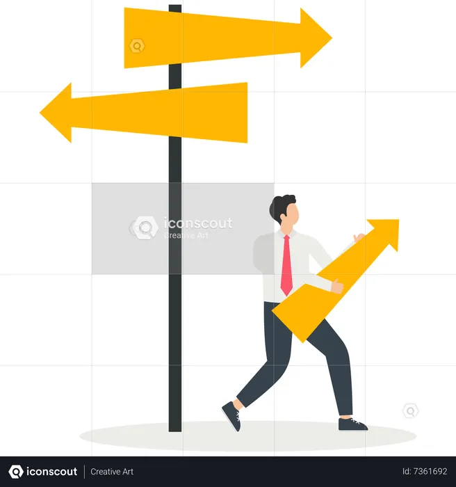 Businessman choose different directions at the crossroads  Illustration