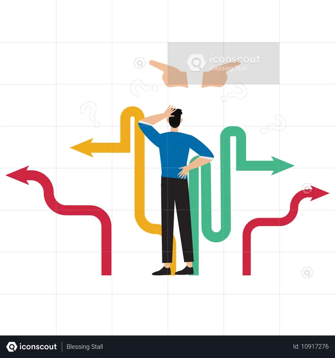 Businessman choosing career path  Illustration