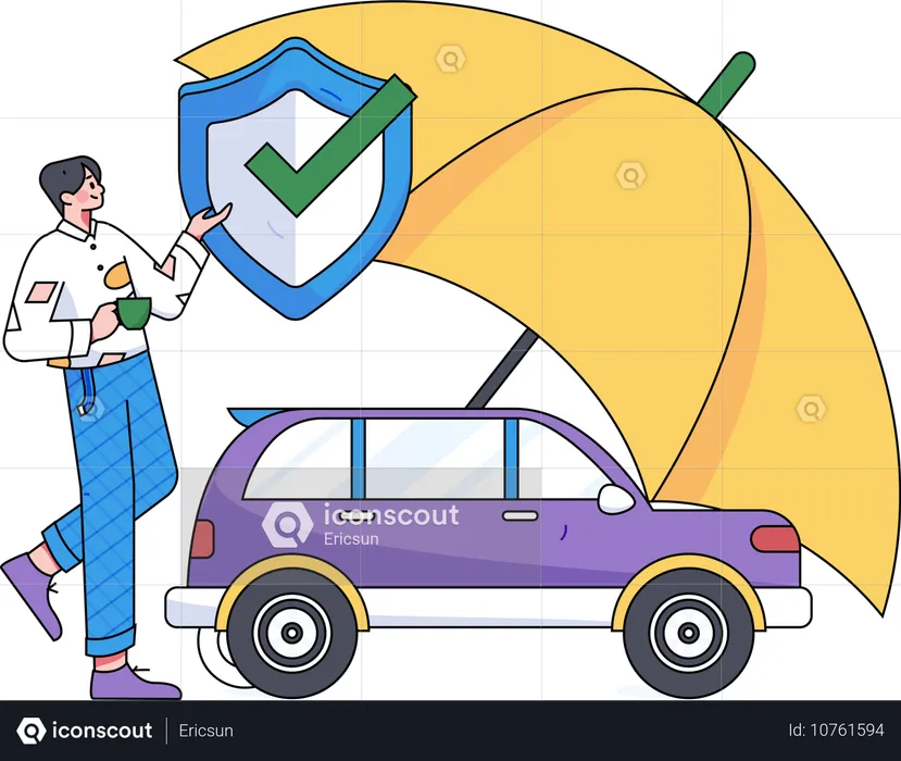 Businessman claiming Car insurance  Illustration