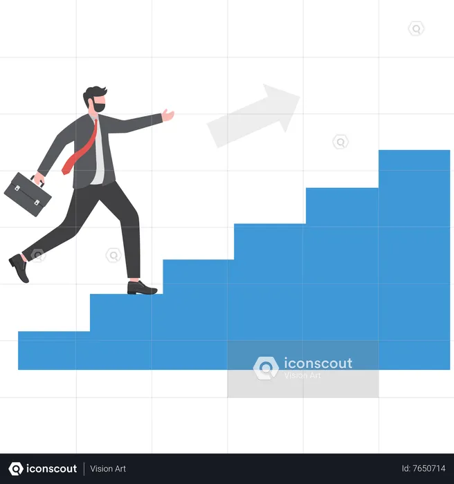 Businessman Climb Stairs  Illustration