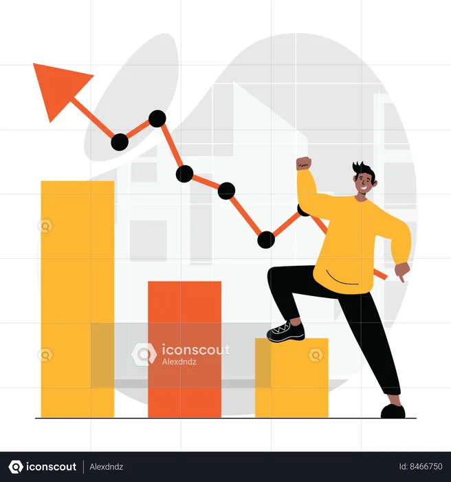 Businessman climbing business growth graph  Illustration