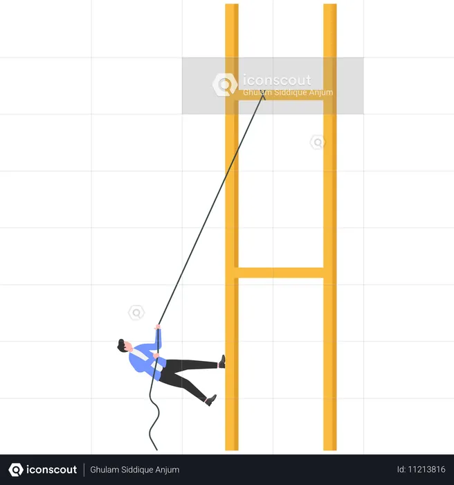 Businessman climbing business ladder  Illustration