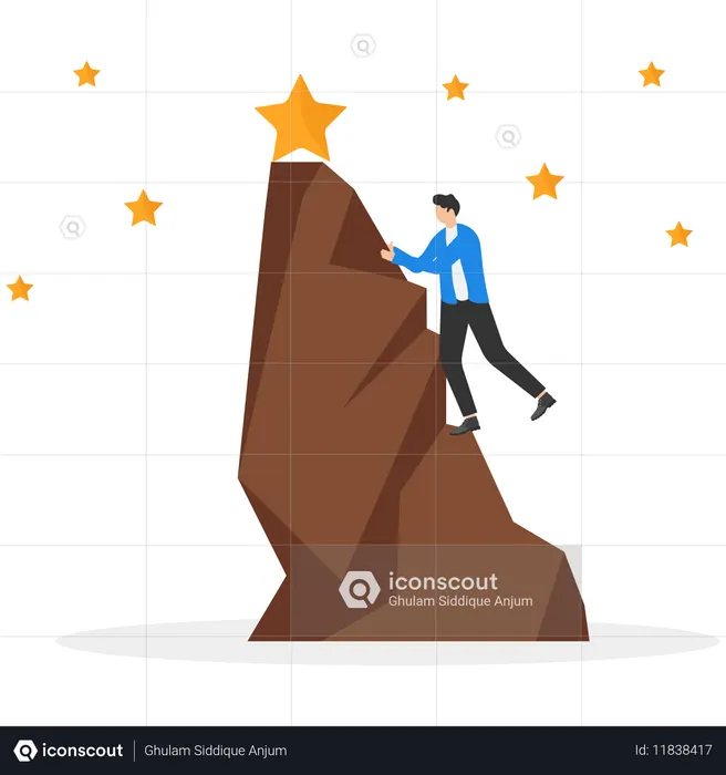 Businessman climbing business mountain  Illustration