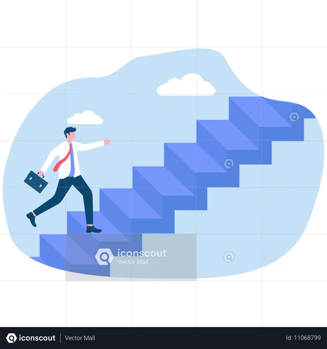 Businessman climbing career ladder  Illustration