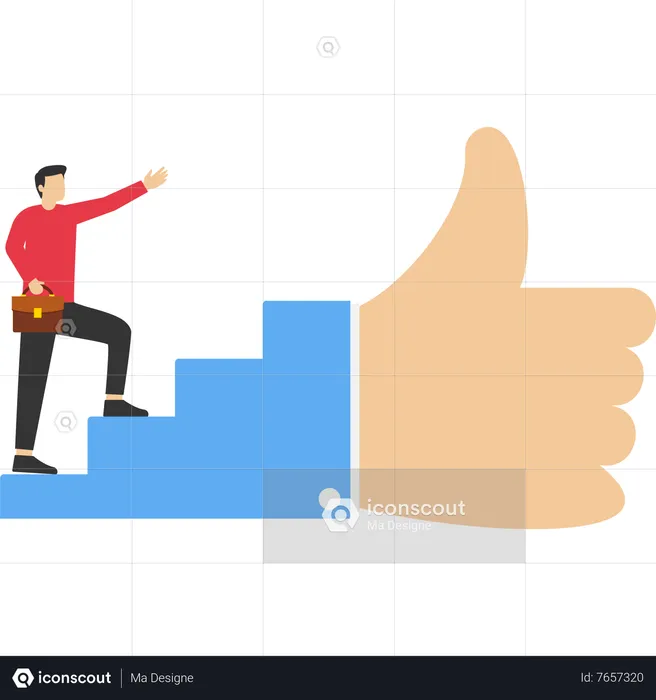 Businessman climbing ladder for stages of success  Illustration