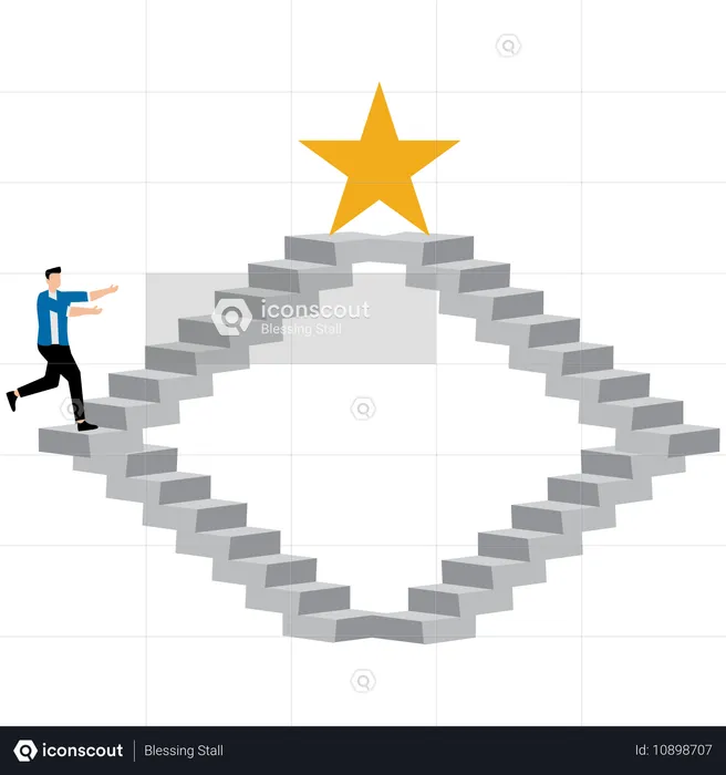 Businessman climbing ladder of success  Illustration