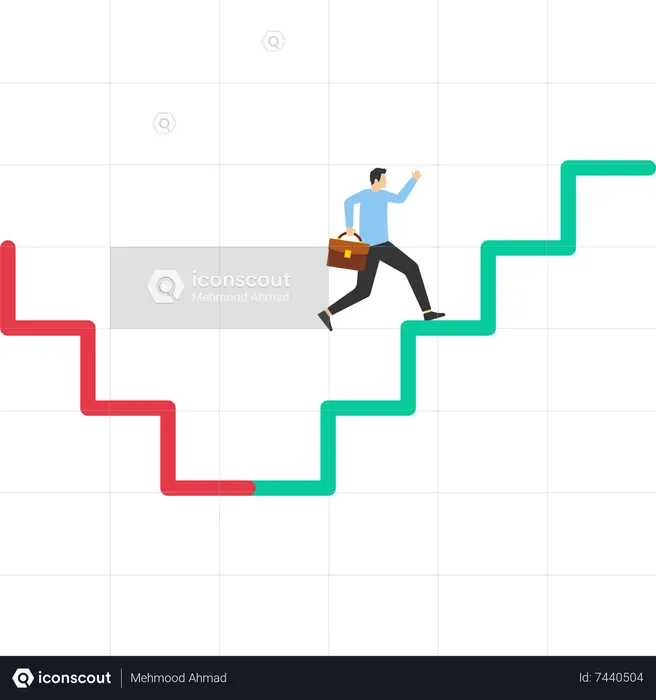 Businessman climbing ladder to a new habit  Illustration