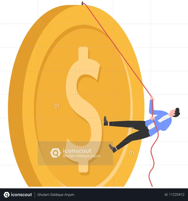 Businessman climbing money  Illustration