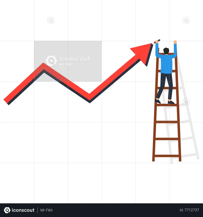 Businessman climbing on ladder for growth  Illustration