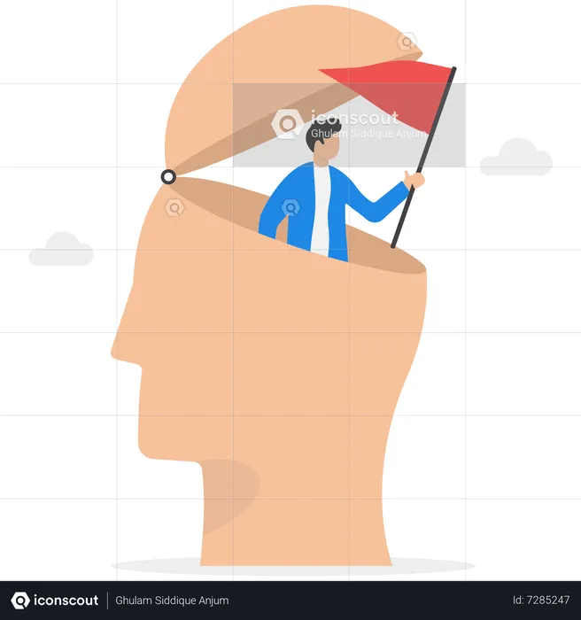 Businessman climbing on top of ideas  Illustration