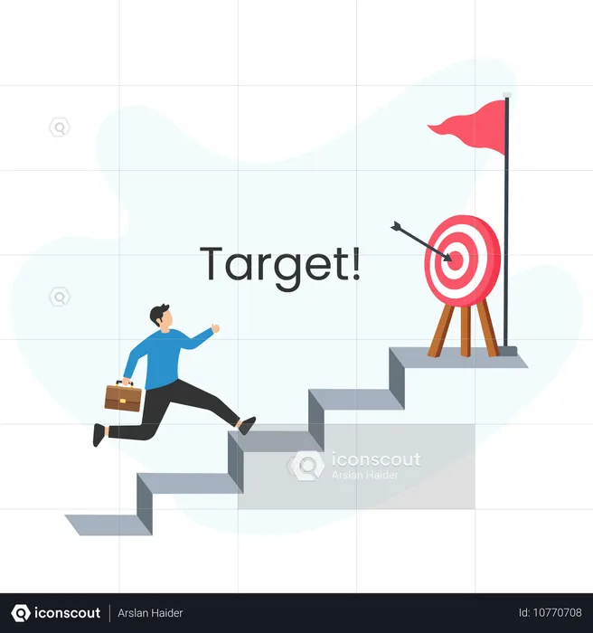 Businessman climbing stairs to achieve target  Illustration