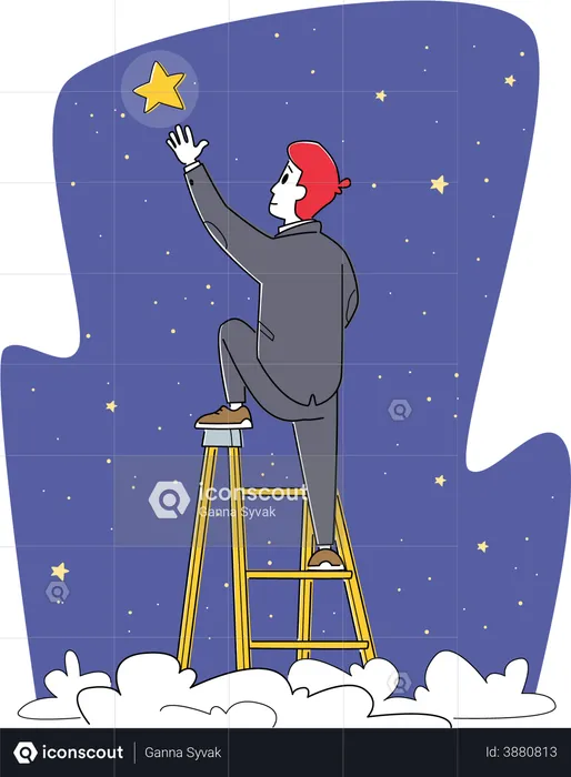 Businessman climbing stairs towards achievement  Illustration
